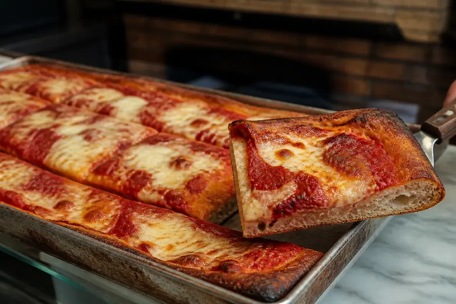 Traditional Sicilian-style pizza tray